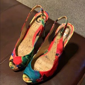 High heel sling back sandals